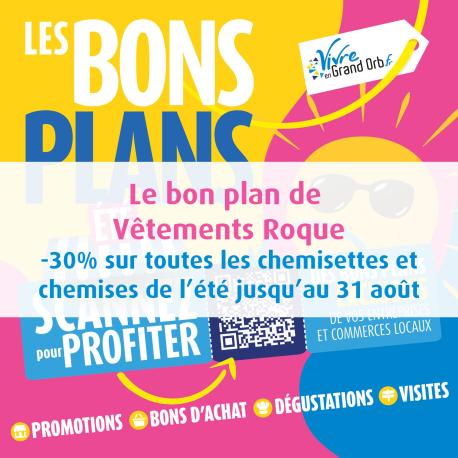 -30% sur toutes les chemisettes et chemises jusqu'au 31 août