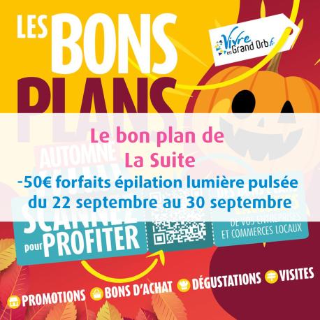 -50€ forfaits épilations lumière pulsée du 23 juillet au 31 août
