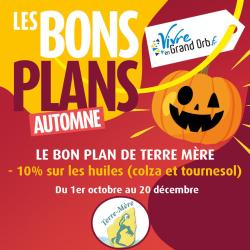 - 10% sur les huiles de colza et de tournesol de la ferme du Domaine Coulom Du 22 septembre au 4 octobre - 10% sur les huiles de colza et de tournesol de la ferme du Domaine Coulom Du 22 septembre au 4 octobre