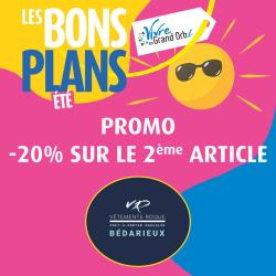 - 20% sur le deuxième article du 21 juin au 21 septembre !